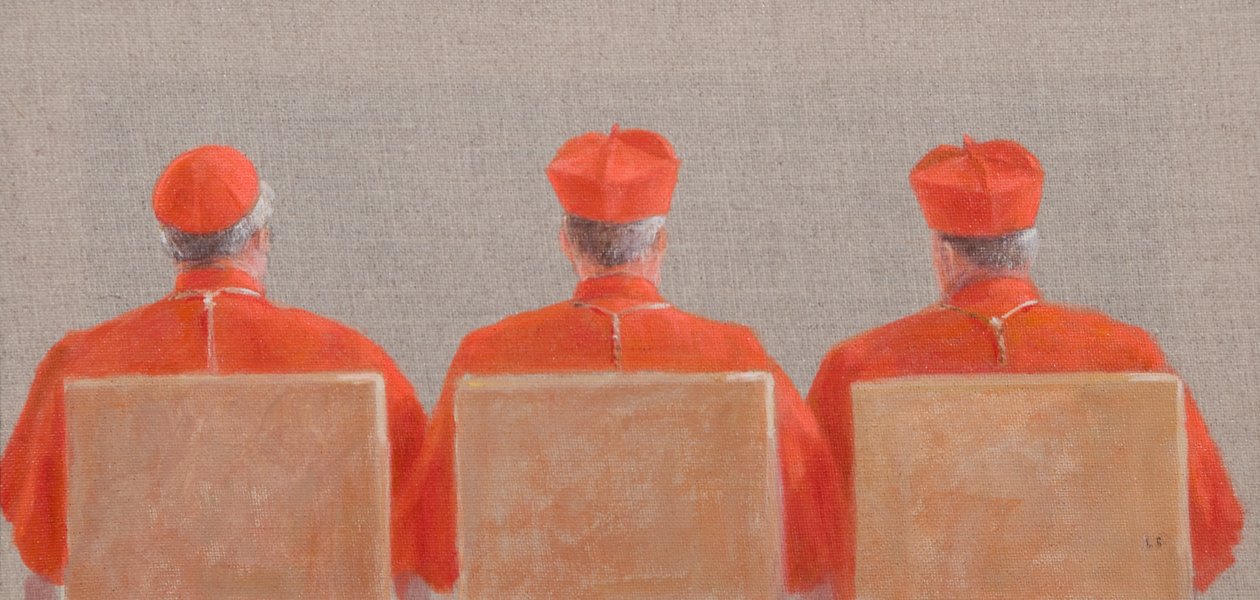 Three Cardinals, 2010 (akryl på duk) av Lincoln Seligman