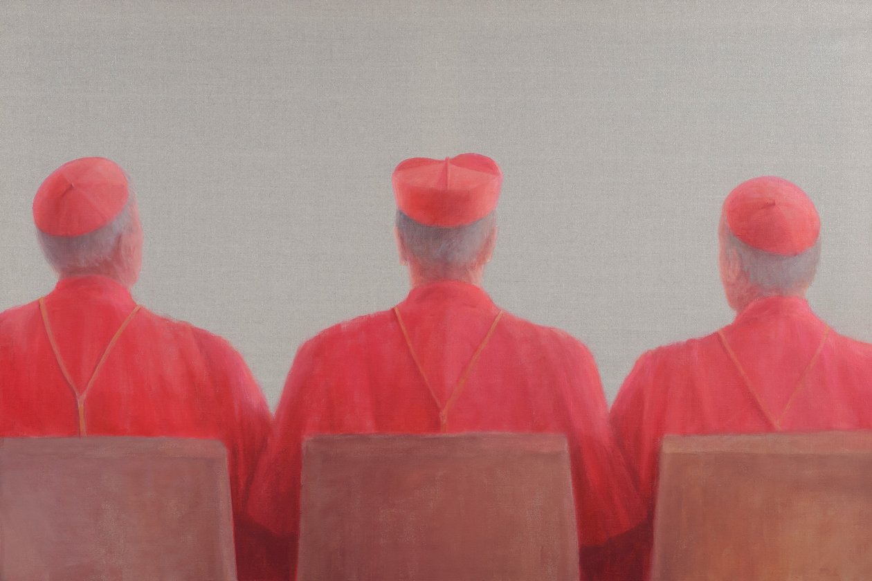 Three Cardinals II, 2012 (akryl på duk) av Lincoln Seligman