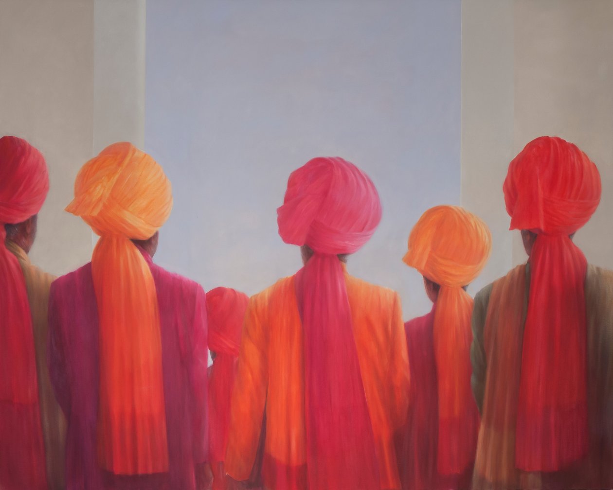 Turban Group, 2012 (akryl på duk) av Lincoln Seligman