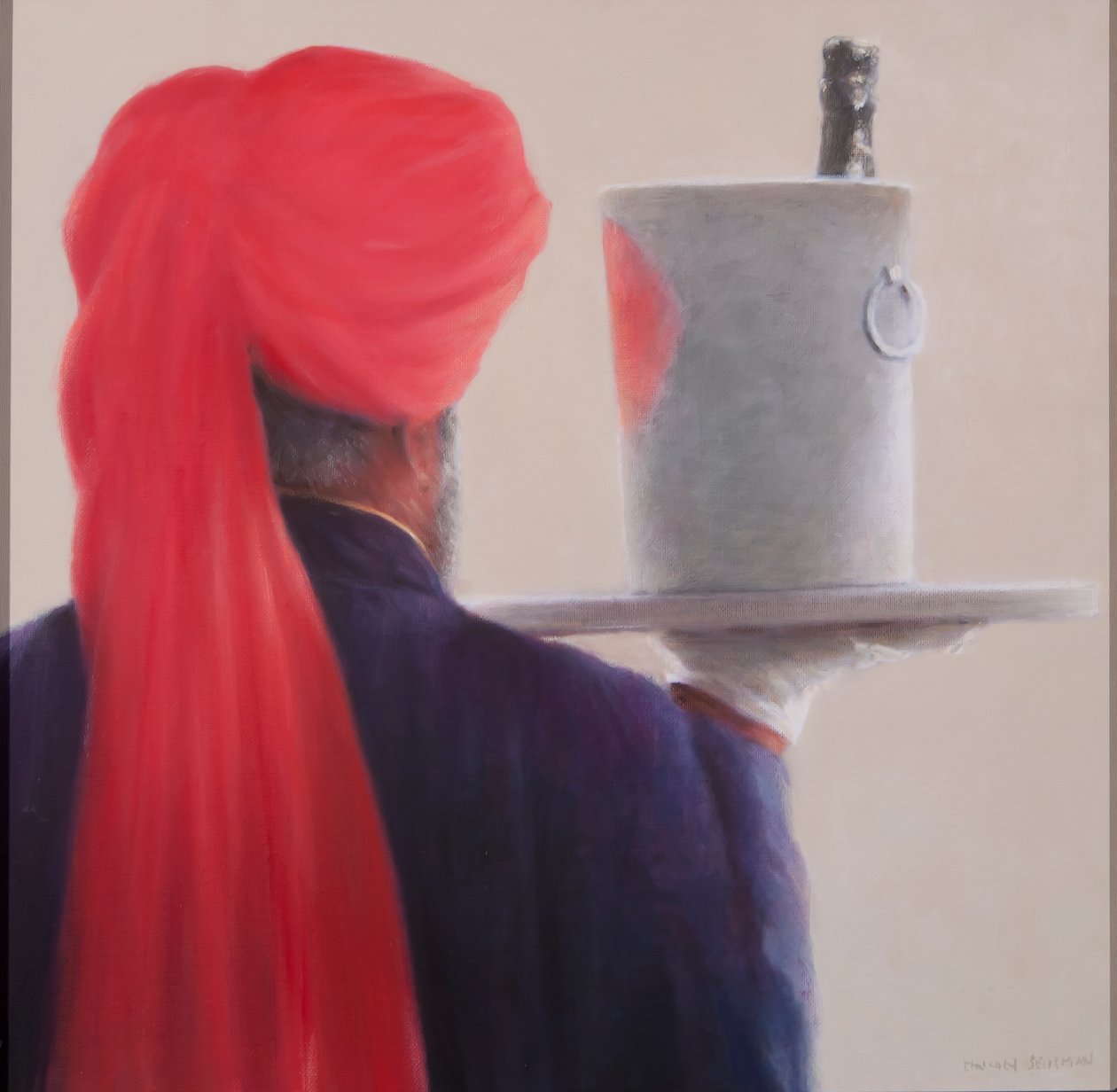 Wine Waiter, Jaipur, 2012 (akryl på duk) av Lincoln Seligman