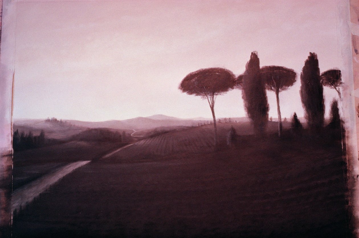 Tuscan Landscape, 1992 (akryl på papper) av Lincoln Seligman