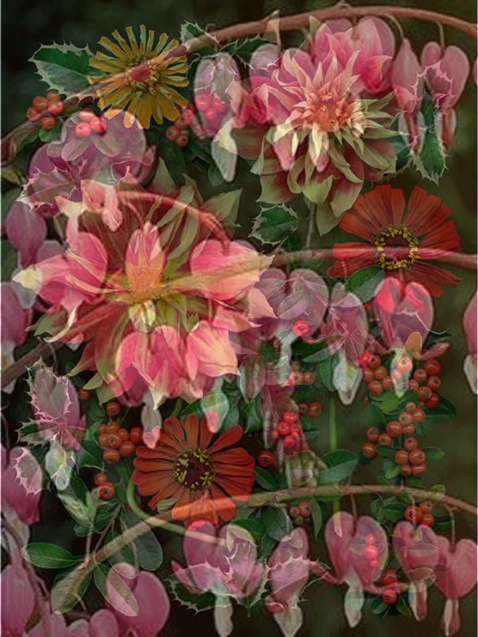 HANGING SPRING COLLAGE, 2017 (blandteknik) av linda arthurs