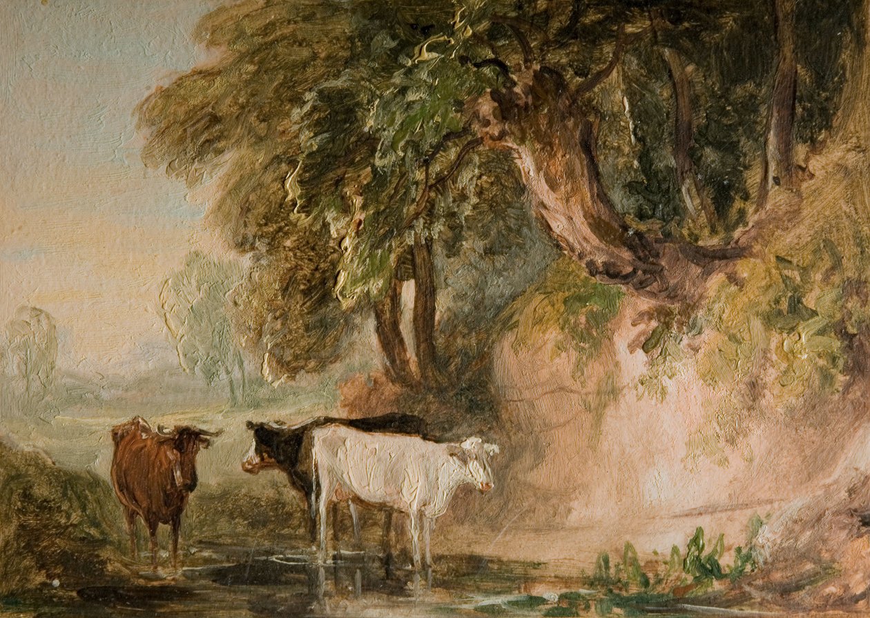 Pastoral scen med boskap, [1800-talet]. av Lines Family