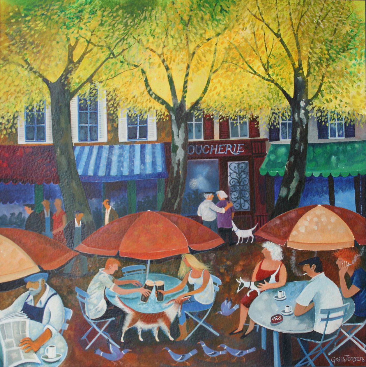 Cafékultur, 2015, (akrylbläck på papper) av Lisa Graa Jensen
