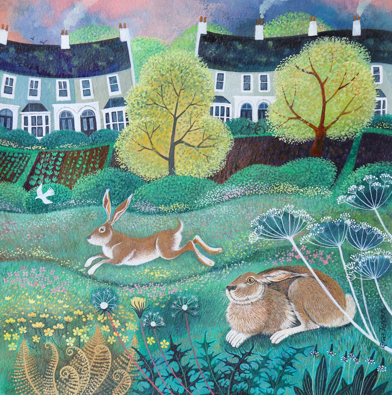 Left to Nature, 2017, (akryl på papper) av Lisa Graa Jensen