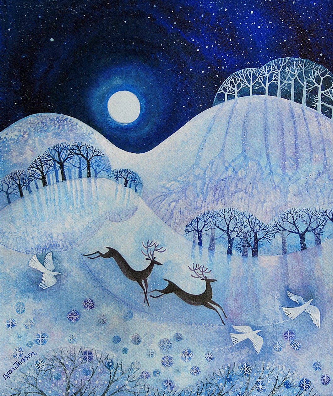 Snowy Peace, 2011 (akrylbläck och gouache på papper) av Lisa Graa Jensen