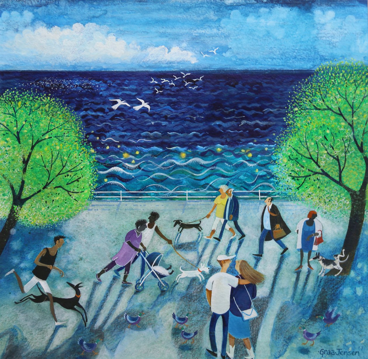 By The Sea, 2021, (akryl på papper) av Lisa Graa Jensen