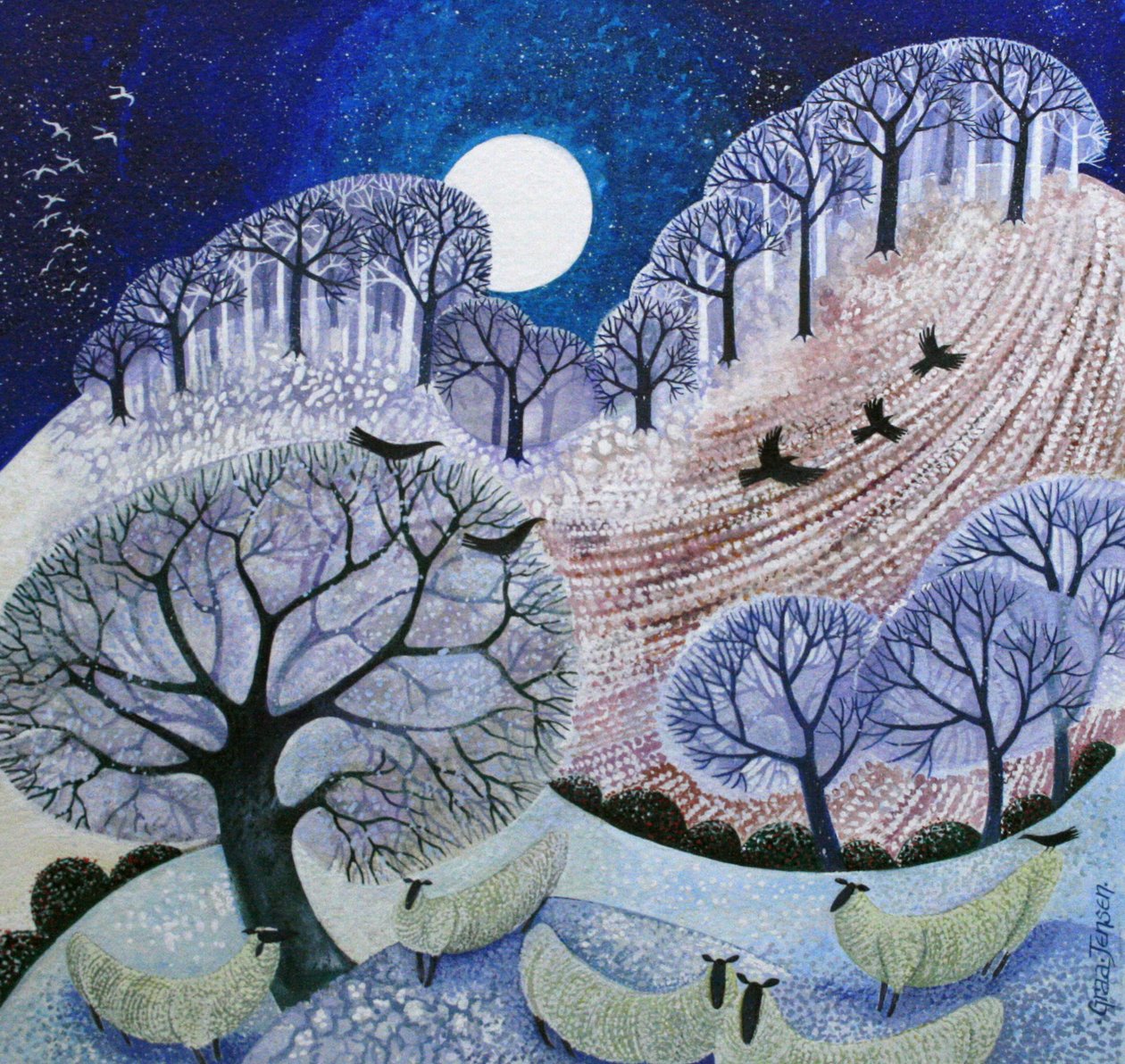 First Snow Surrey Hills (akrylbläck)_ av Lisa Graa Jensen