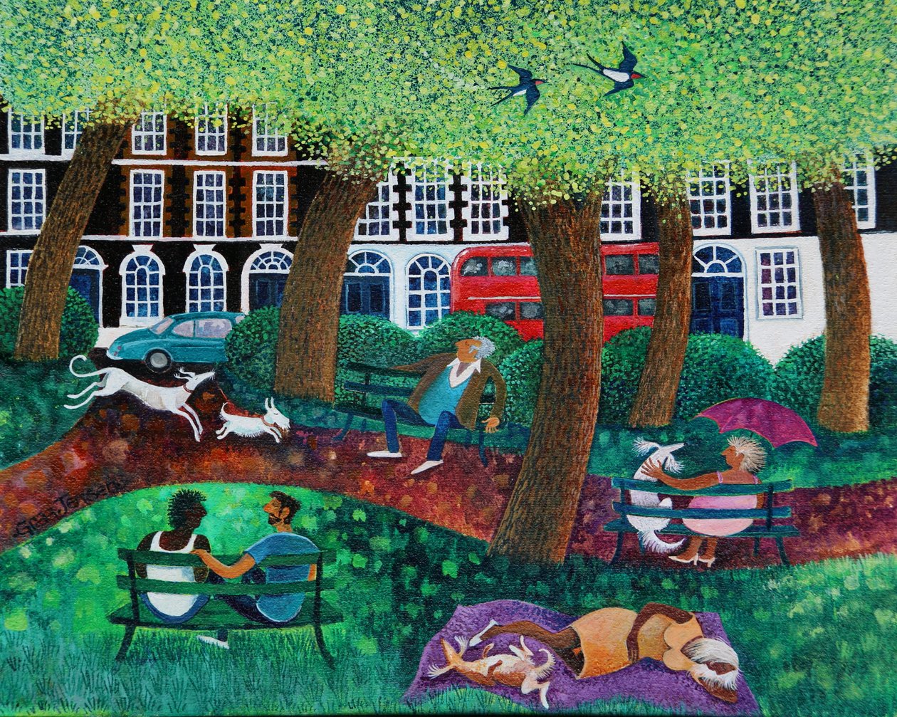 London Park, 2022 (akryl på linne) av Lisa Graa Jensen