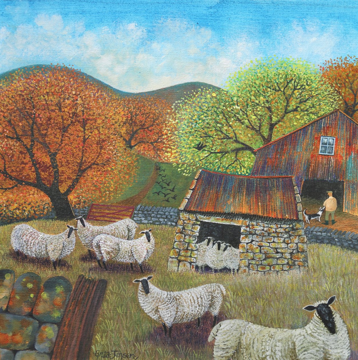 Sheep Hut, 2022 (akryl på linne) av Lisa Graa Jensen