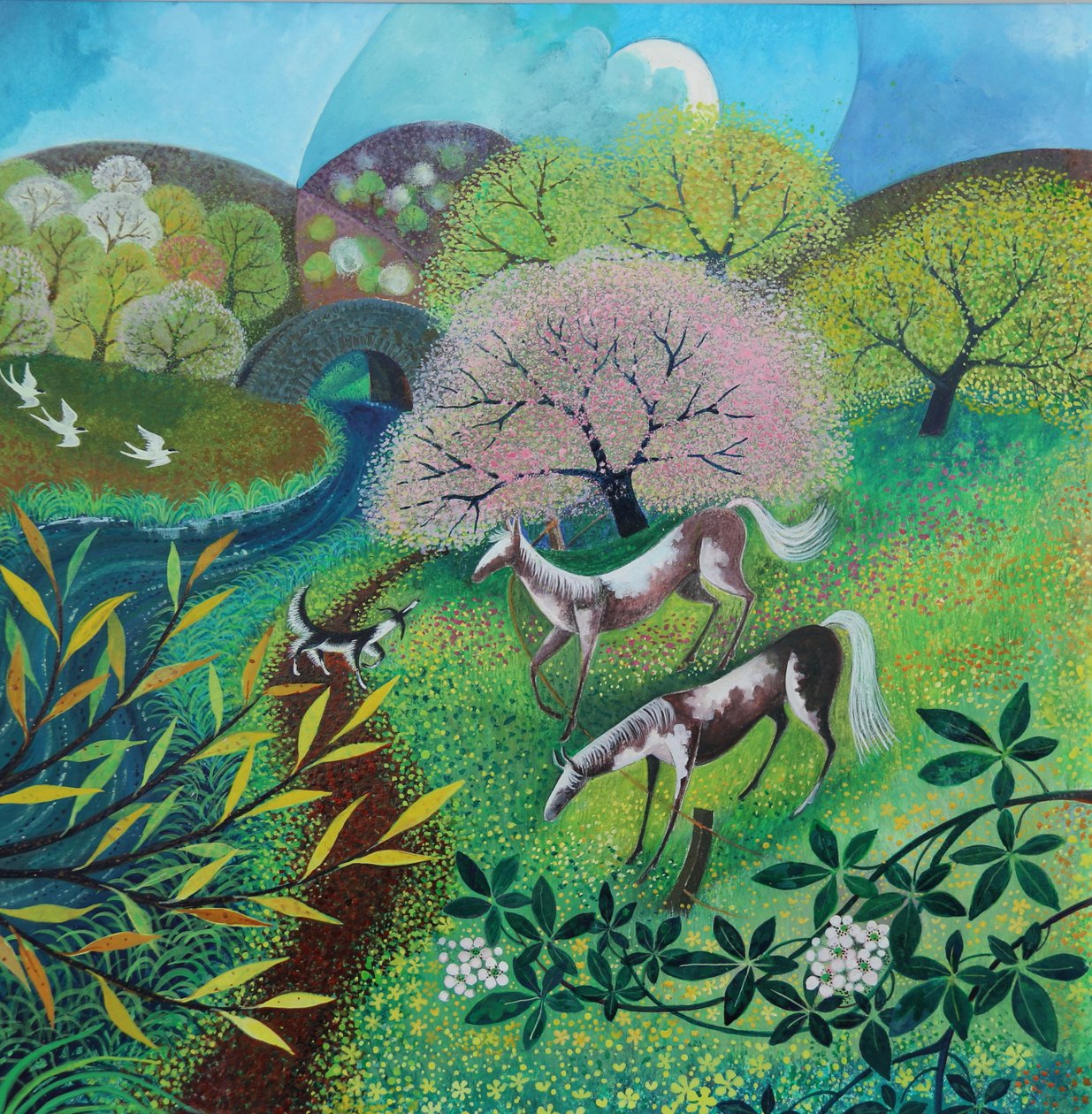 Sunday Walk, 2024 (akryl på papper) av Lisa Graa Jensen