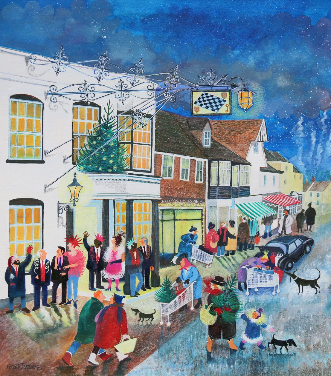 The Checkers Inn, 1998, (blandade media på papper) av Lisa Graa Jensen