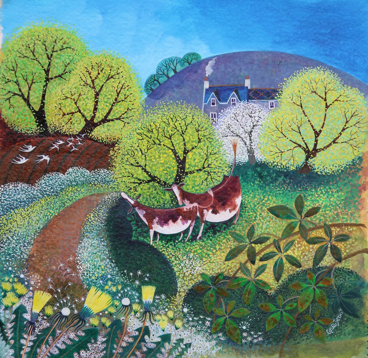 Winding Lane, 2021 (akryl på duk) av Lisa Graa Jensen