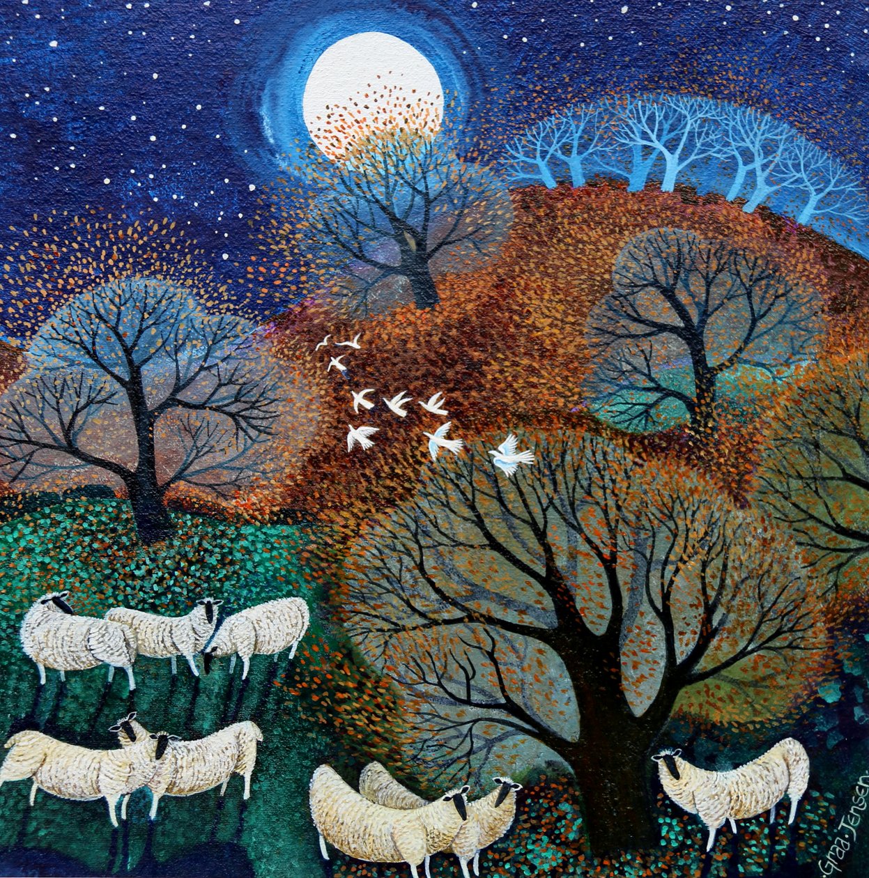 Windy Sheep, 2022 (akryl på linne) av Lisa Graa Jensen