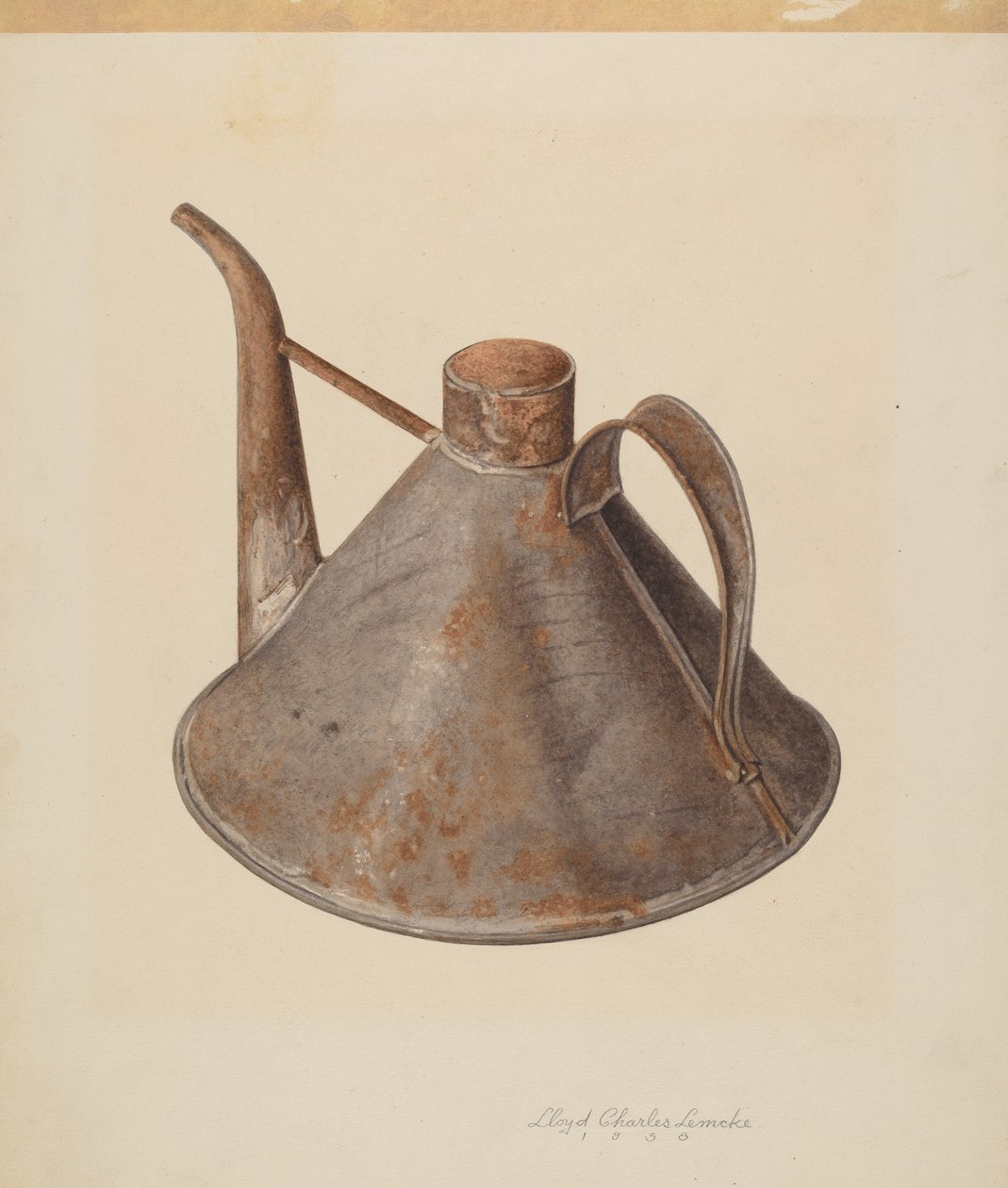 Utsprutad oljekanna, ca. 1938. av Lloyd Charles Lemcke