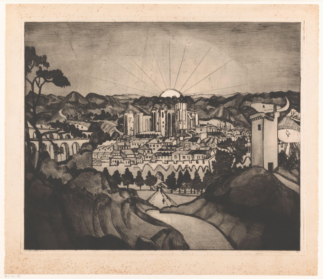 Avignon (originaltitel) av Lodewijk Schelfhout (signed by artist)