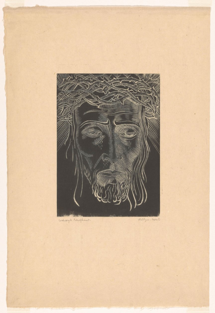 Kristus med törnekrona av Lodewijk Schelfhout (signed by artist)