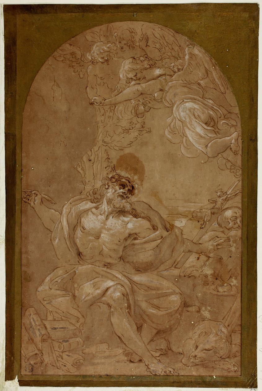 Studera för Saint Jerome av Lodovico Carracci