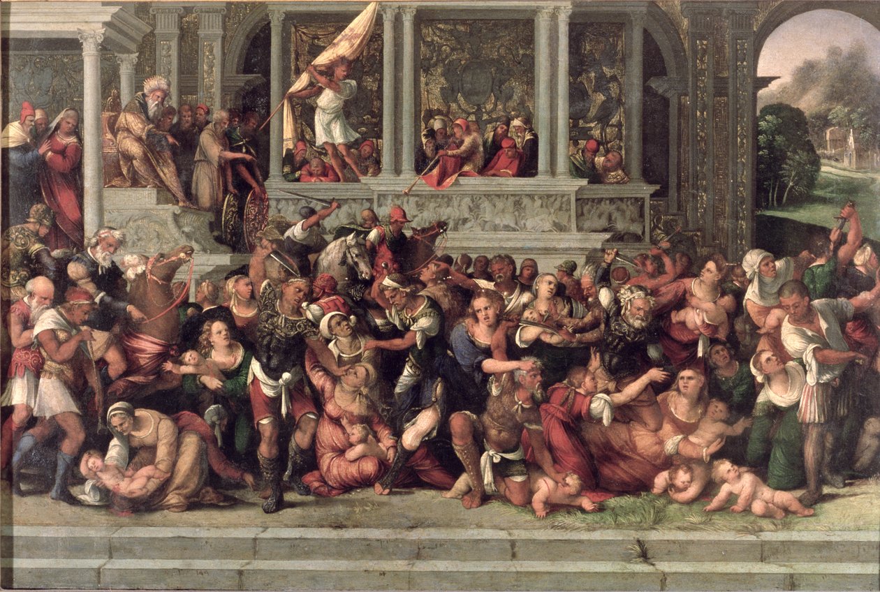 The Massacre of the Innocents (panel) av Lodovico Mazzolino