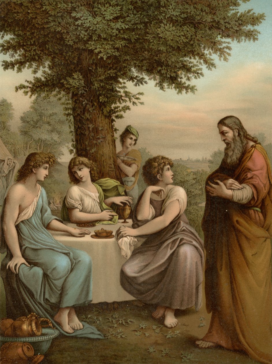Abraham underhåller änglar av Lodovico after Carracci