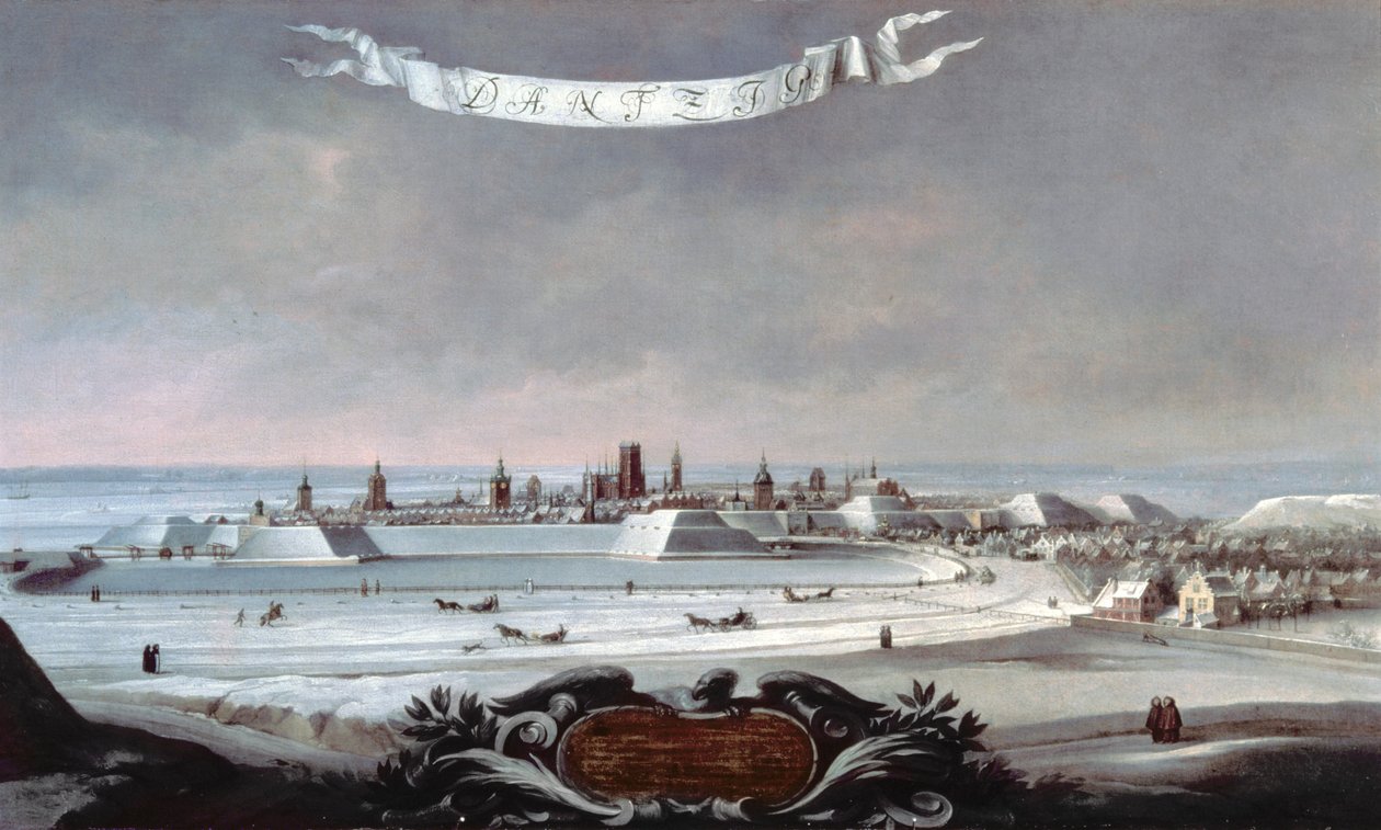 Vy över Danzig (Gdansk) på vintern av Lorenz Strauch