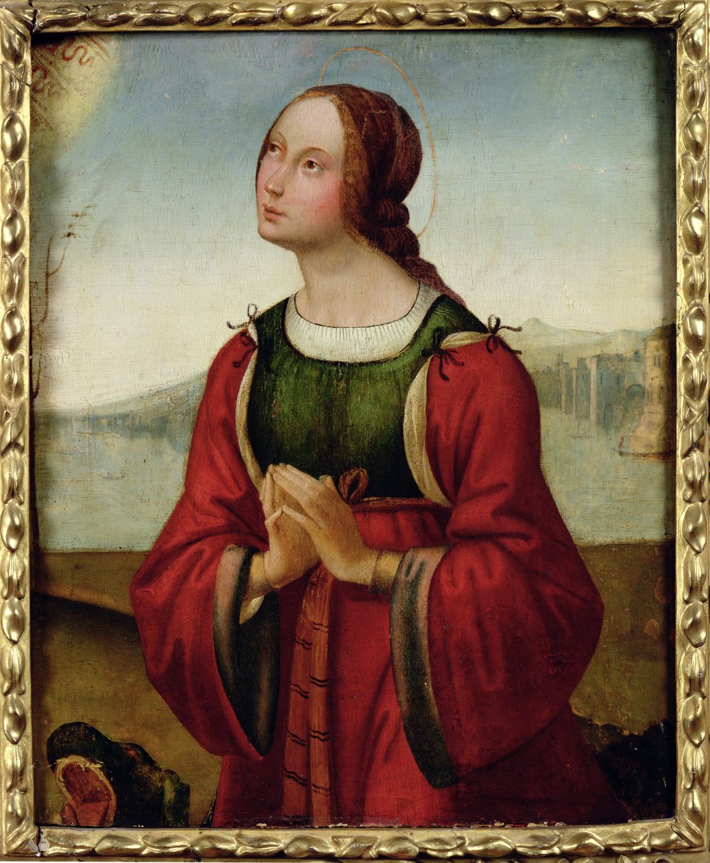 St Margaret vid bön av Lorenzo Costa