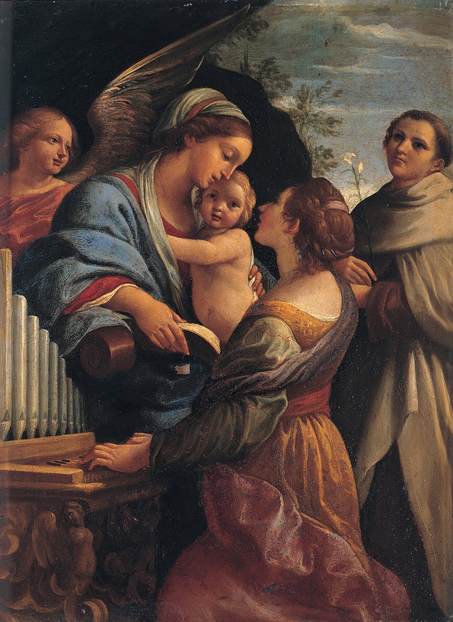 Madonna with the Child, Saint Cecily and Saint Albert av Lorenzo Garbieri