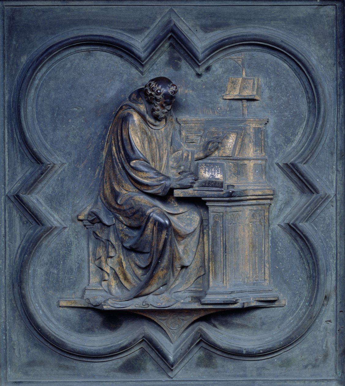 St Hieronymus, panel F av norddörrarna till dopkapellet i San Giovanni, 1403-24 (brons) av Lorenzo Ghiberti