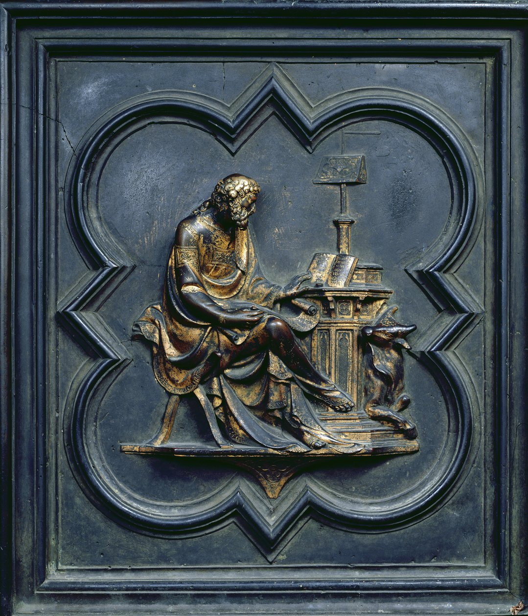 St Luke the Evangelist, panel C av North Doors of the Baptistery of San Giovanni, 1403-24 (brons) av Lorenzo Ghiberti