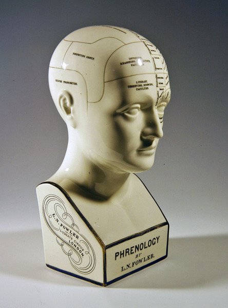 Glaserad frenologisk byst, ca 1860 (keramik) av Lorenzo Niles Fowler