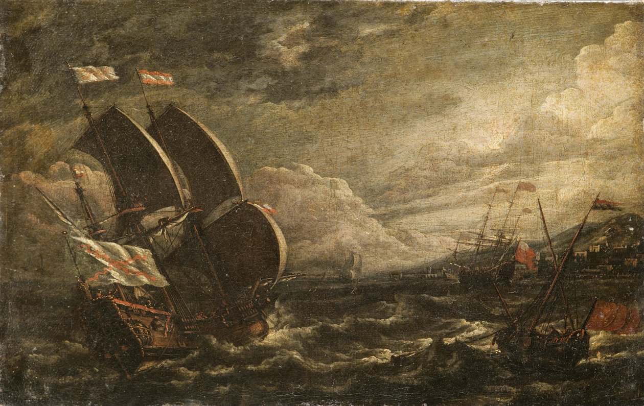 En storm på havet av Lorenzo a Castro