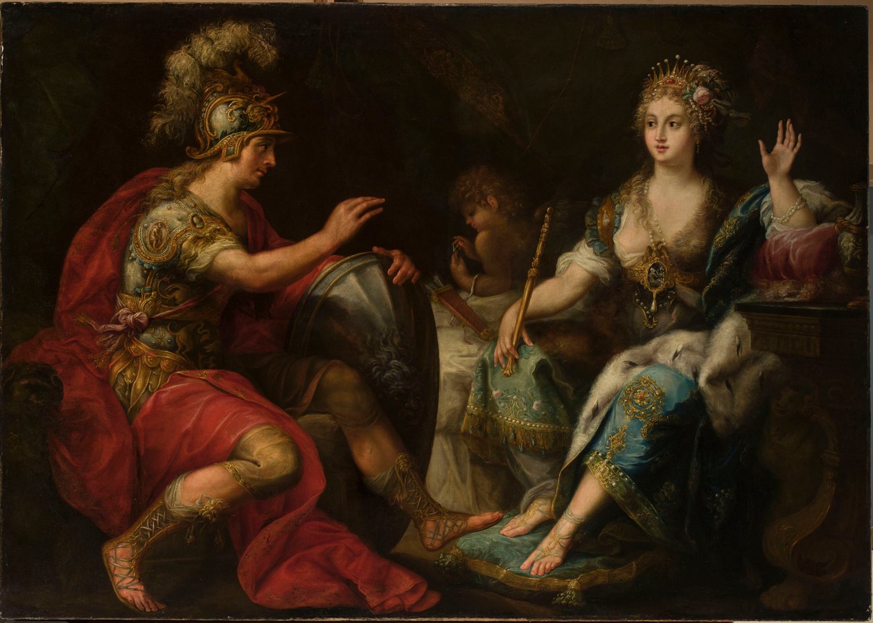 Aeneas och Dido (olja på duk) av Lorenzo Pasinelli