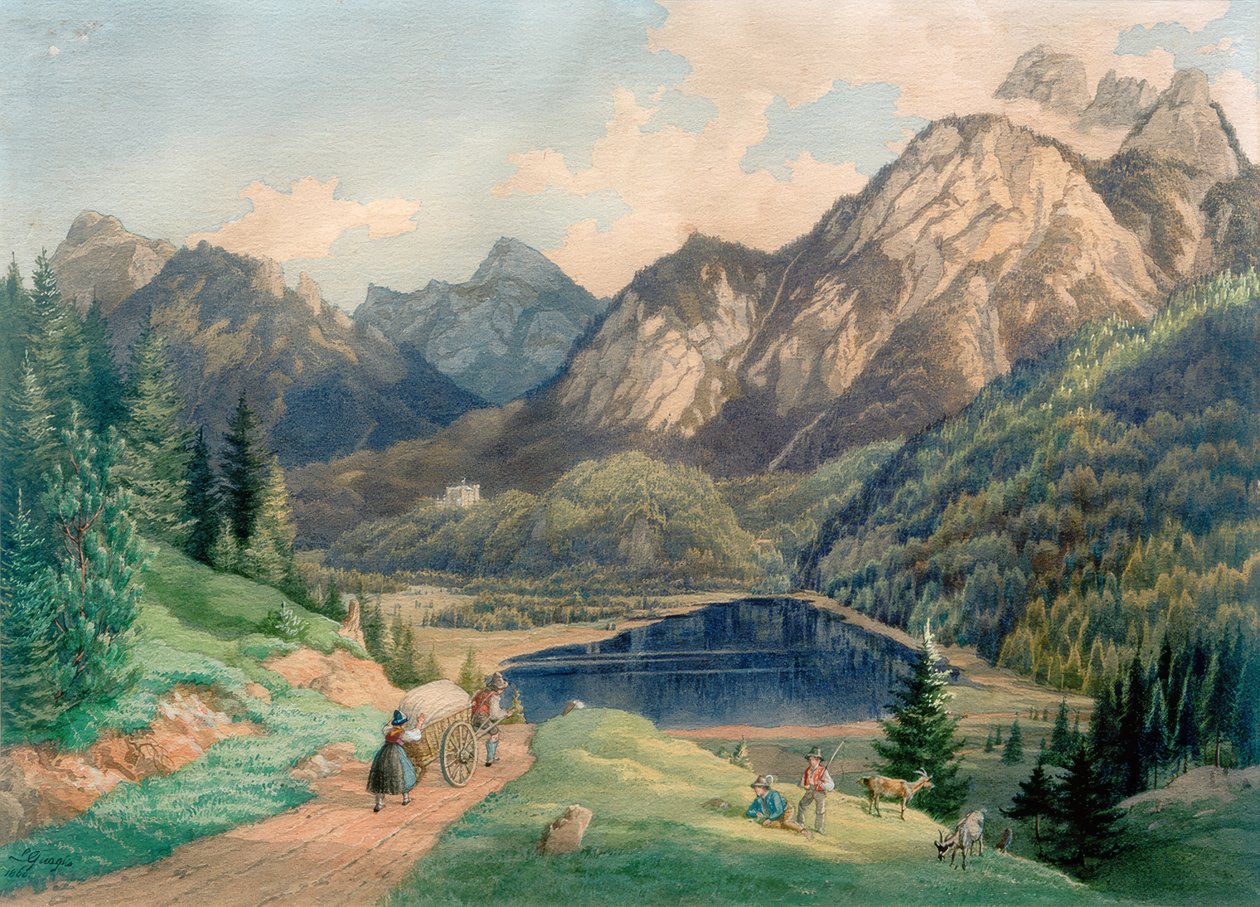 Schwansee nära Füssen av Lorenzo Quaglio