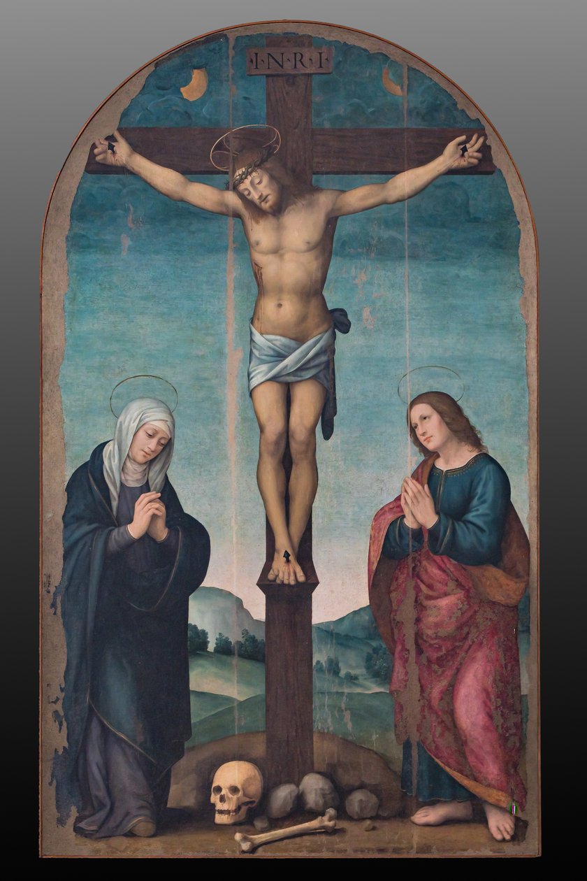 Korsfästelse, ca 1500-24 (olja på pannå) av Lorenzo di Credi
