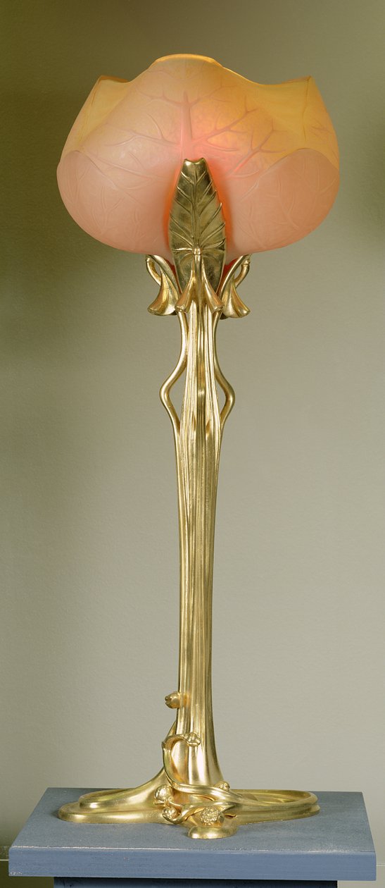 Bordslampa, ca 1902-04 (förgylld brons och glas) av Louis Majorelle