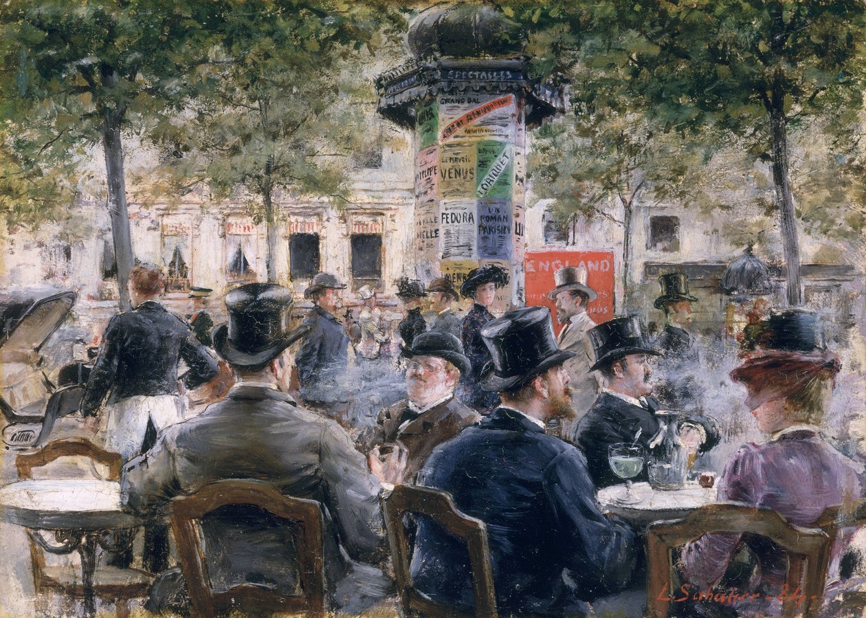 Caféscen i Paris, 1884 av Louis Anet Sabatier