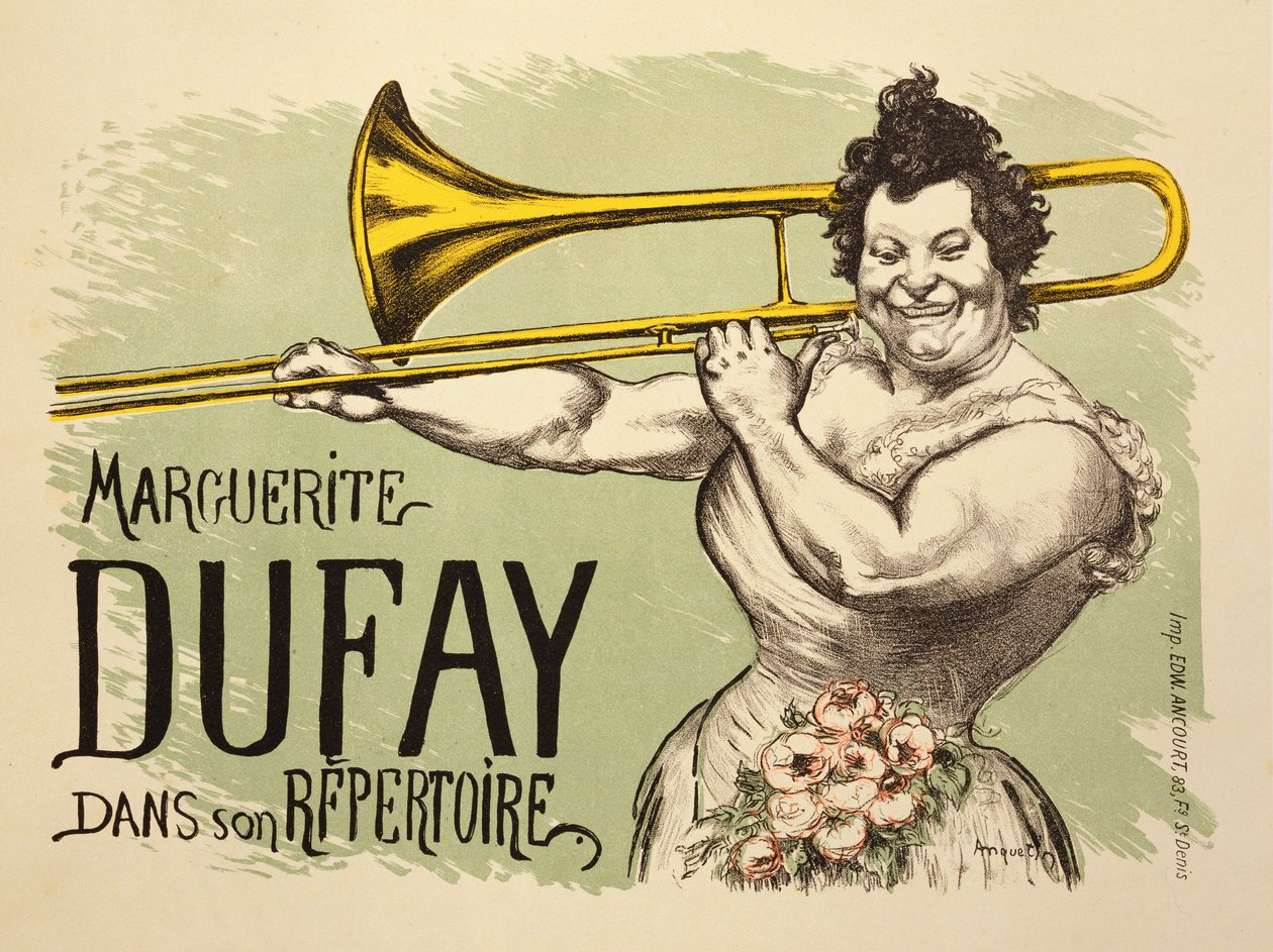 Reproduktion av en affisch med reklam för "Marguerite Dufay in her Repertoire" av Louis Anquetin