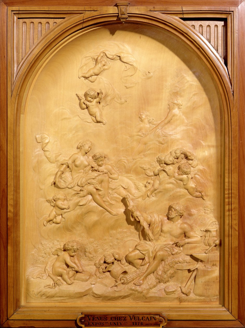 Venus och Vulcanus, 1878 (snidat trä) av Louis Ardisson