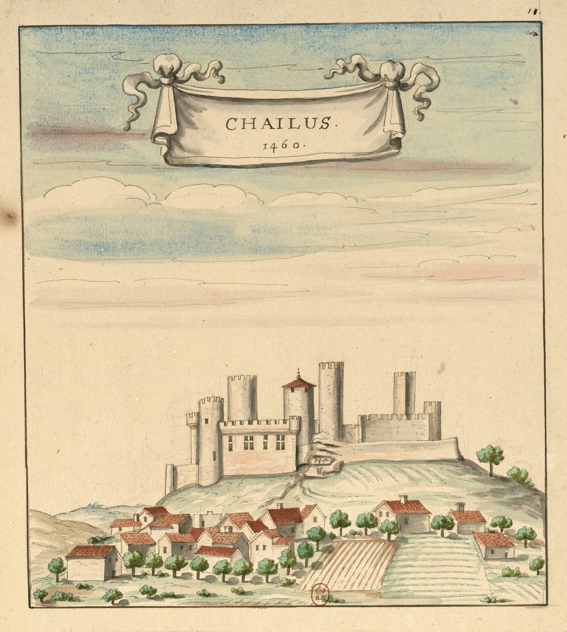 Château de Châlus en 1460 av Louis Boudan
