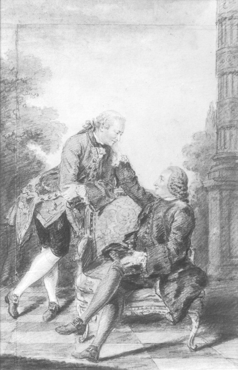 Denis Diderot (1713-84) och Melchior, baron de Grimm (1723-1807) av Louis Carrogis dit Carmontelle