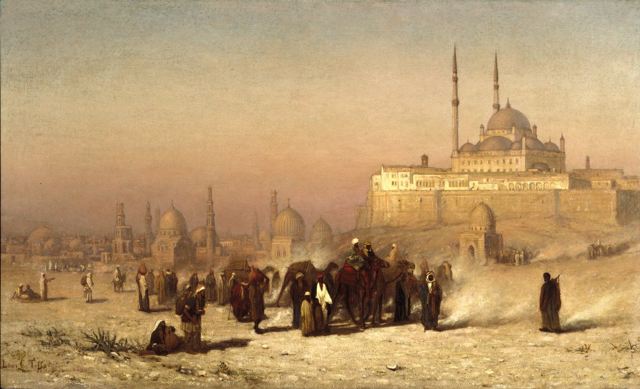 På vägen mellan Gamla och Nya Kairo, Mohammed Alis citadellmoské och Mamelukernas gravar, 1872 av Louis Comfort Tiffany