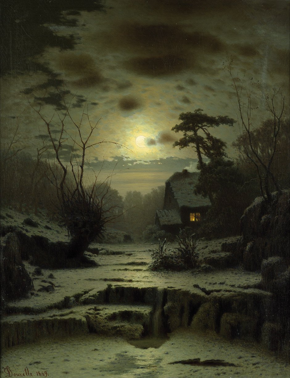 Winterliche Vollmondlandschaft av Louis Douzette