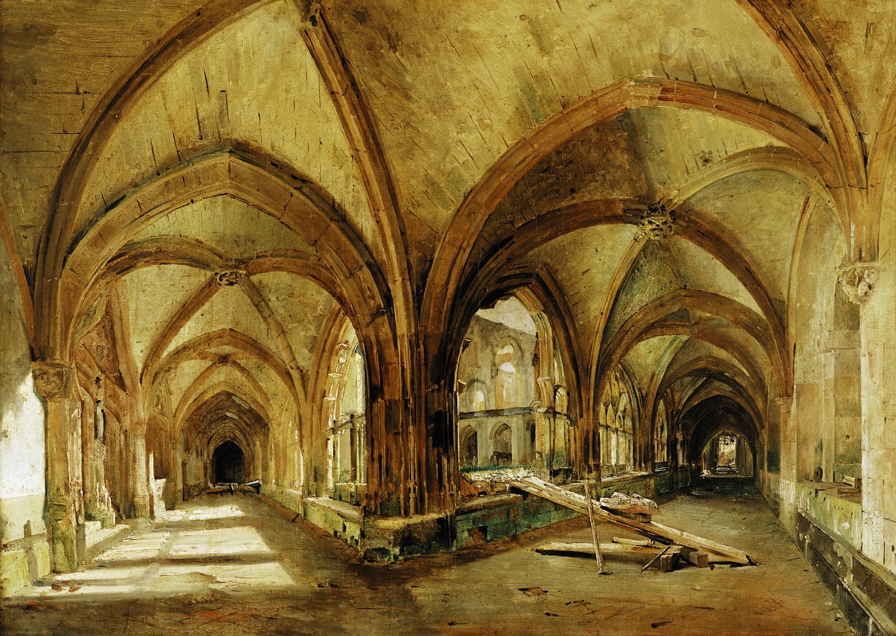 The Cloisters of St. Wandrille, c.1825-30 av Eugene Isabey
