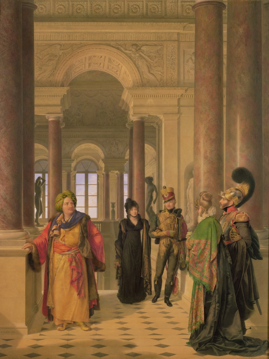 Louvrens huvudtrappa, 1817 av Eugene Isabey