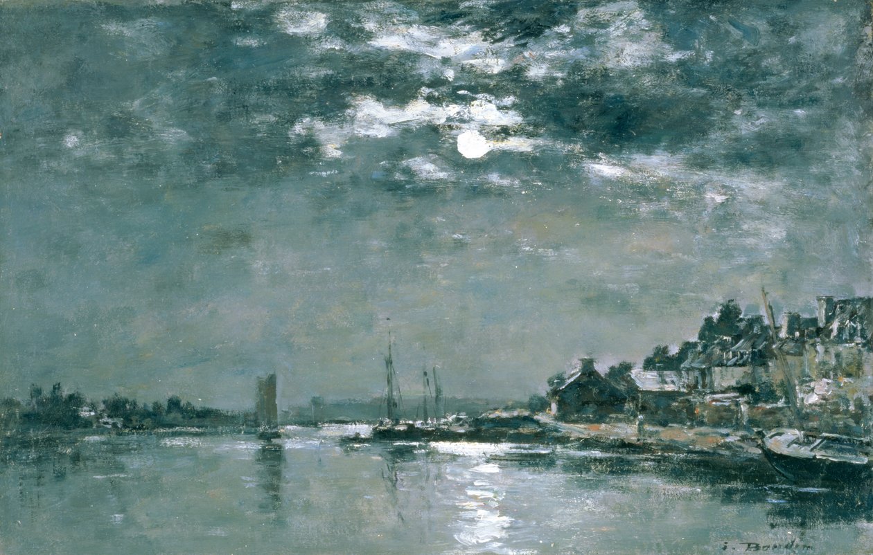 Månbelyst havslandskap av Eugene Louis Boudin