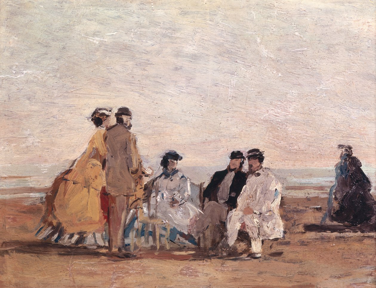 På stranden i Trouville, ca 1865 av Eugene Louis Boudin