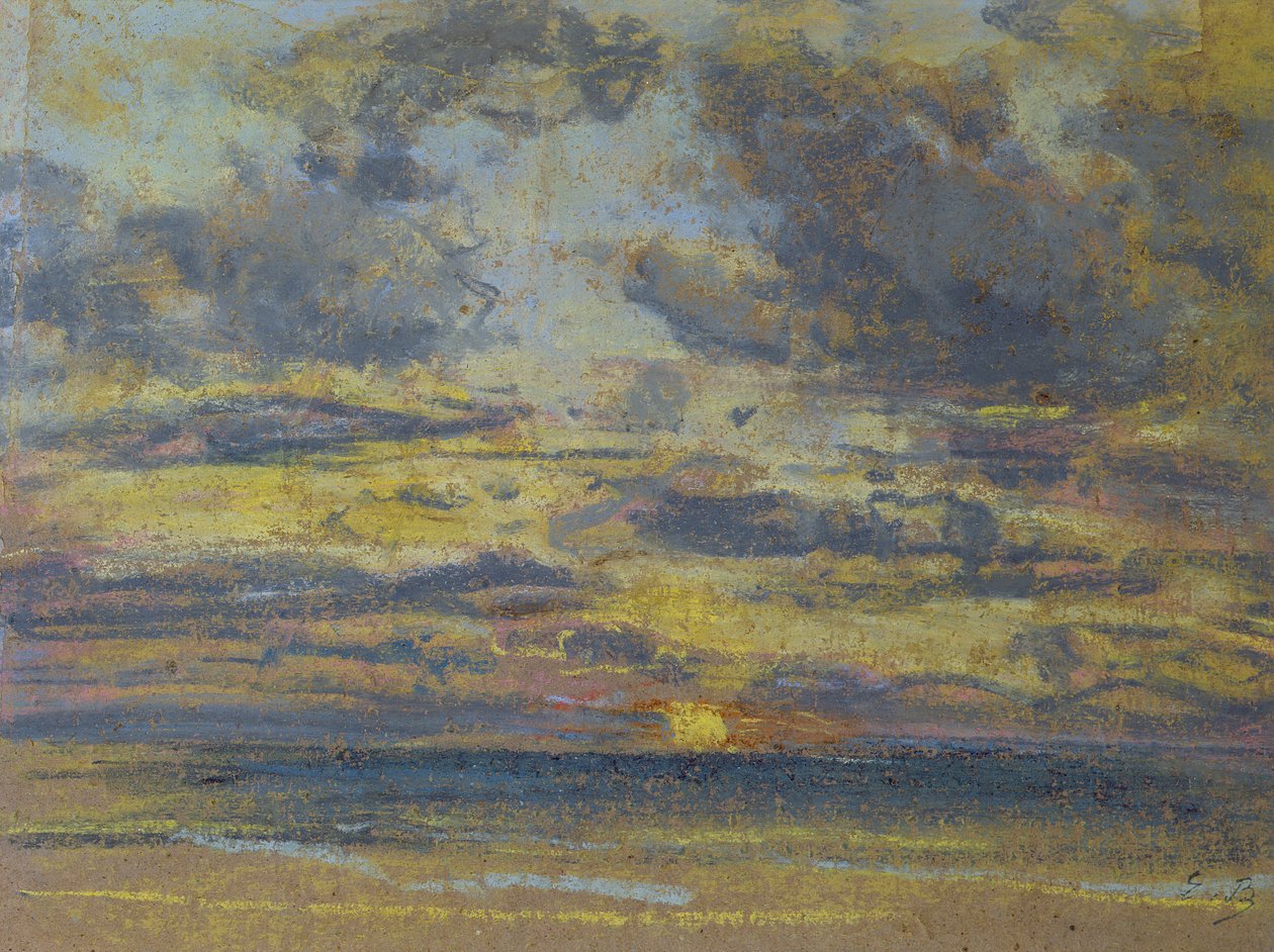 Studie av himlen med solnedgång, ca 1862-70 (pastell på papper) av Eugene Louis Boudin