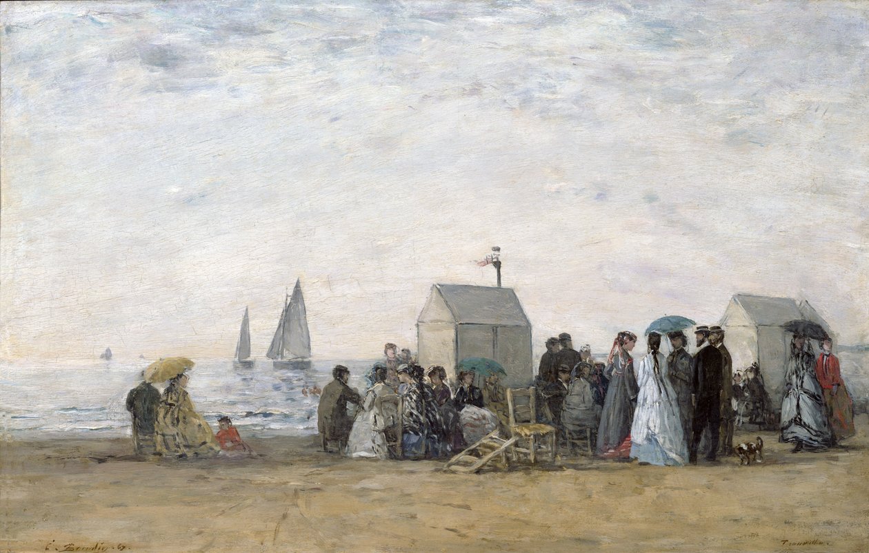Stranden i Trouville, 1867 av Eugene Louis Boudin