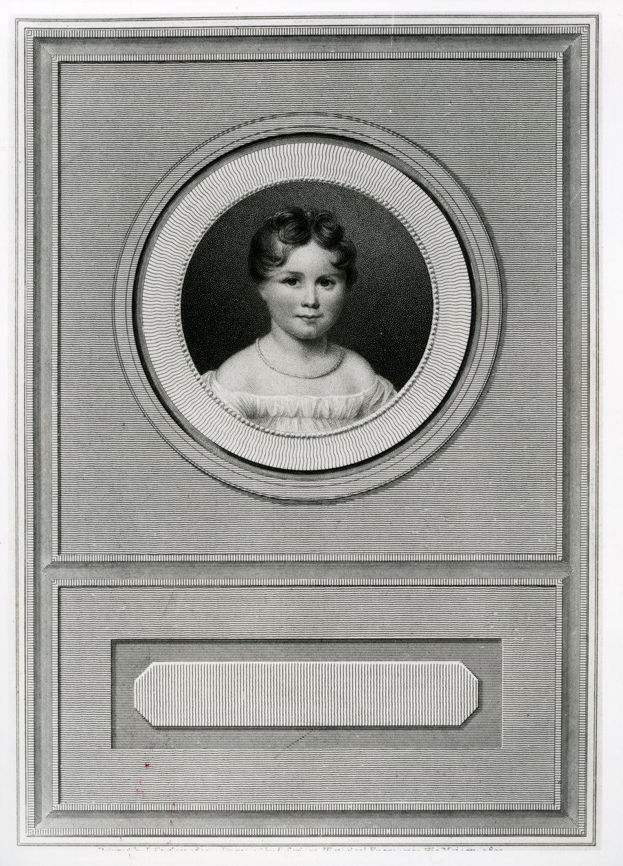 Porträtt av Augusta Ada Byron (1815-52) graverad av Edward Scriven (1775-1841) 1820 av Louis Ferriere