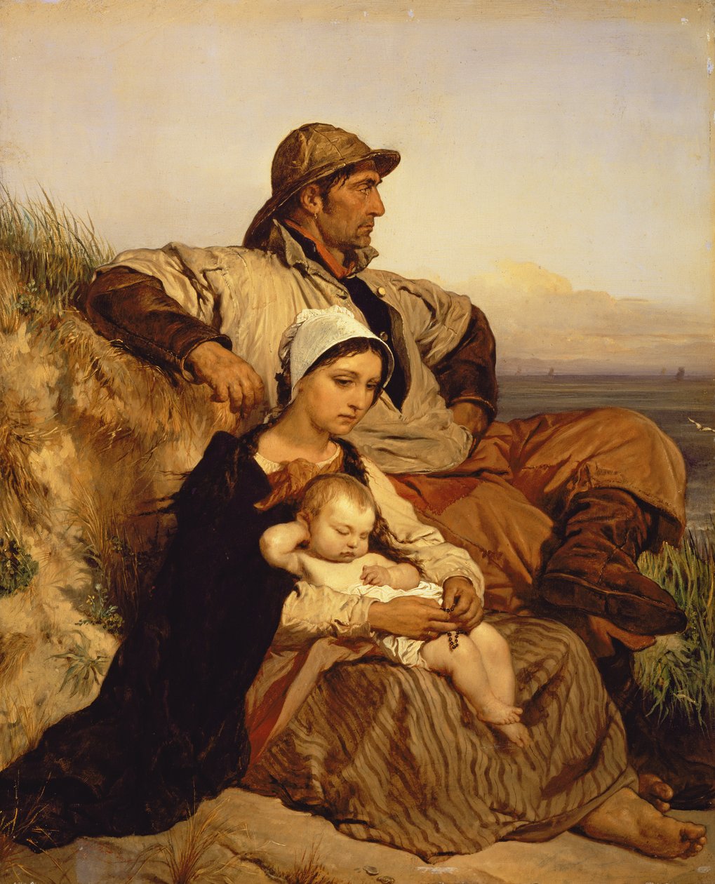 Fiskarens familj, 1848 (panel) av Louis Gallait